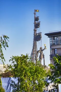 The statue of Peter the Great, a monument to Peter 1 with a height of 98 mete Stock Photos