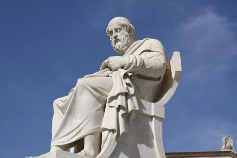Statue of philosopher Plato in Athens Stock Photos
