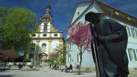 Statue pilgrims in Speyer 스톡 동영상 79065136