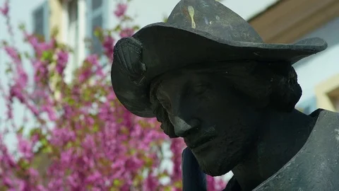 Statue pilgrims in Speyer Stock Footage 79095534