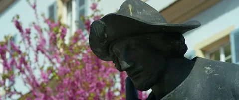 Statue pilgrims in Speyer (RED 5K ws 21:9) Stock Footage 79287682