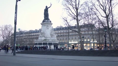 Statue of the Place de la republique Stockbeeldmateriaal 73521496