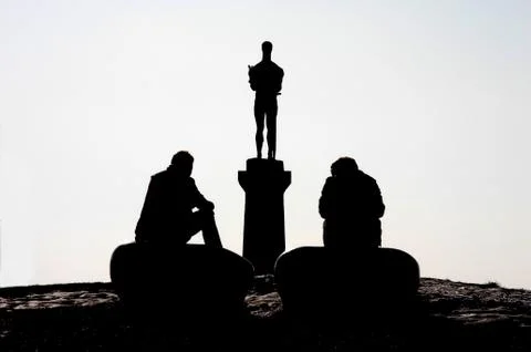 Statue of Pobednik at sunset Stock Photos