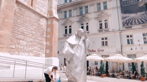 Statue of Pope John II, Sarajevo Stock Footage 89924406