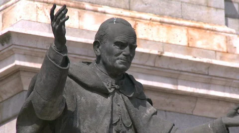 Statue of Pope John Paul Stock Footage 589648
