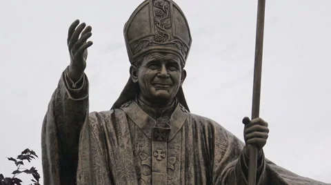 Statue of Pope John Paul ll Stock Footage 55098876