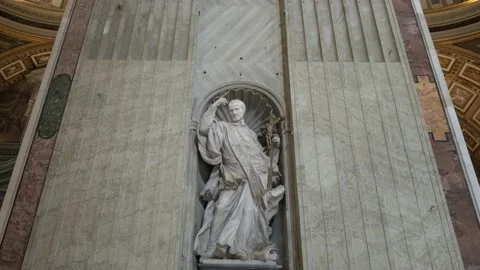 Statue of pope in the wall of St Peter Basilica. Stock Footage 198741204