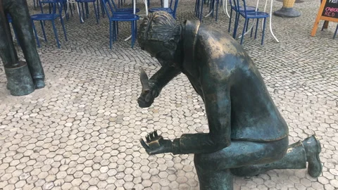 Statue at Praça dos Restauradores in Central Lisbon Portugal Stock Footage 139362304