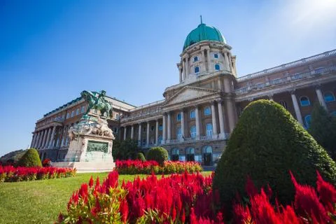 The statue of prince eugene of savoy in front of buda castle Stock Photos