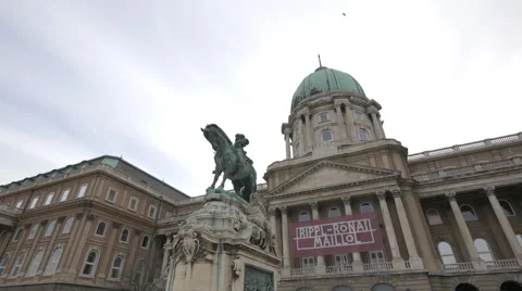 Statue of Prince Eugene of Savoy at the Royal Castle in Budapest Stock Footage 48889265