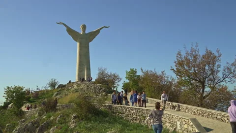 The statue of the Redeemer overlooking Maratea Stock Footage 233470775