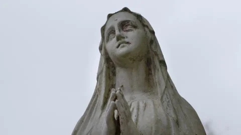Statue representing Virgin Mary with hands clasped Stock Footage 328517239
