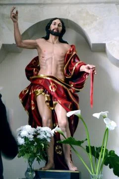 Statue of the risen christ of Ferla Stock Photos