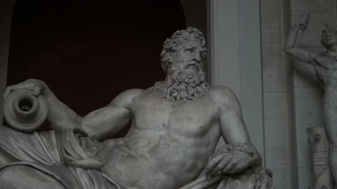 Statue of river god Arno at Vatican Museum. Stock Footage 198738629