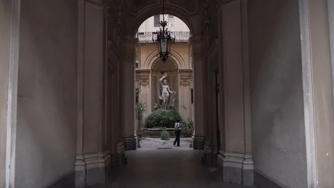 Statue in Rome apartment complex1 Stock Footage 117452205