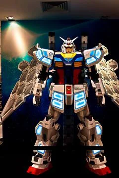 Statue of RX-78F00E with GLRSS FEATHER UNIT at the GUNDAM BASE Stock Photos
