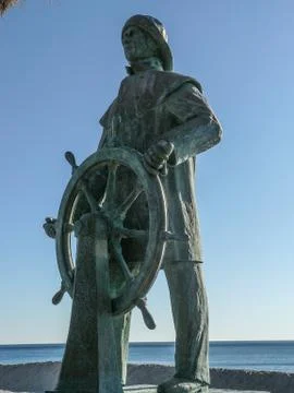 Statue of a sailor at the helm Stock Photos