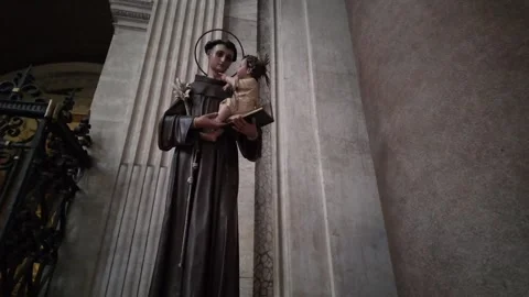 Statue of Saint Anthony’s mystical vision of the Christ Child Stock Footage 320400012