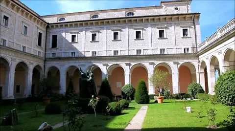 Statue Saint Benedict, Monte Cassino, Italy Video stock 44187974
