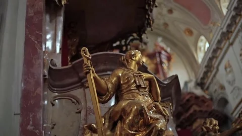 Statue of saint in the church Stock Footage 69213690