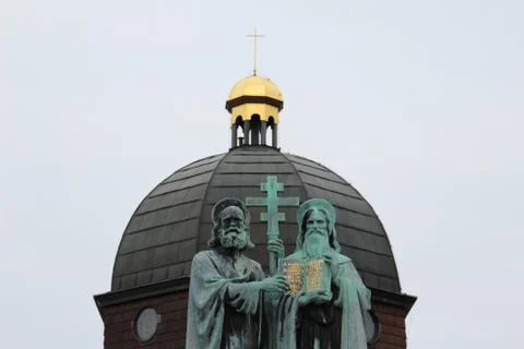 Statue of Saint Cyril and Methodius Stock Photos