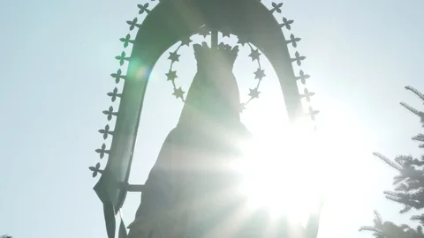 A statue of Saint Mary Stock Footage 102856156