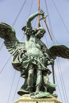 Statue of Saint Michael  in Rome Stock Photos