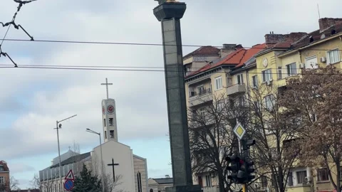 Statue Of Saint Sofia Towering Over Serdika District Sofia Center Stock Footage 323953705