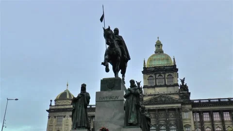 Statue of Saint Wenceslas, Prague. Stock Footage 143917597