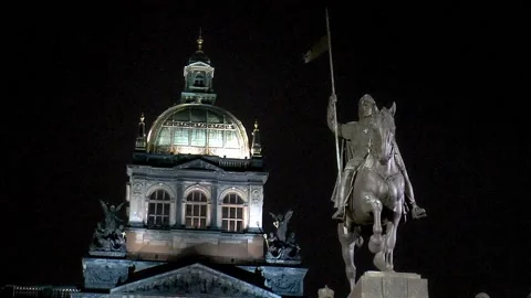 Statue of Saint Wenceslas, Prague. Stock Footage 143934007