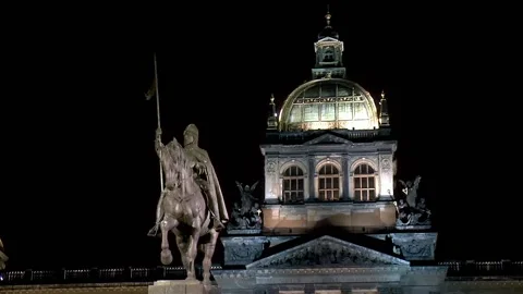 Statue of Saint Wenceslas, Prague. Stock Footage 144162831