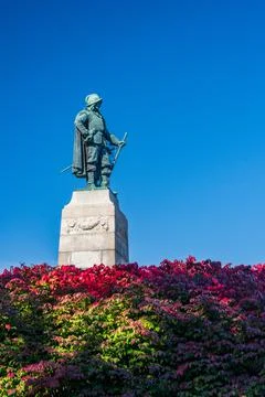 Statue of Samuel de Champlain in Plattsburgh New York State Stock Photos