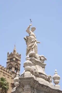 Statue of Santa Rosalia, Cathedral of Palermo Stock Photos