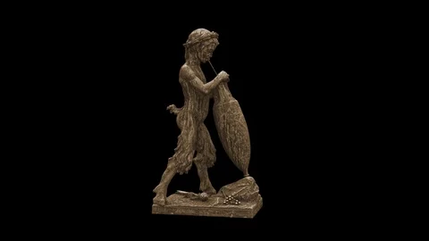 Statue of Satyr Drinking Stock Footage 124115123