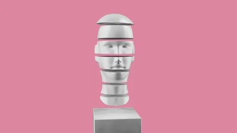 Statue sculpture head on ping bg able to loop endless Stock Footage 317693102
