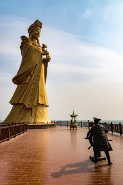 Statue of the sea goddess Matsu in Qingdao, Shandong, China Stock Photos