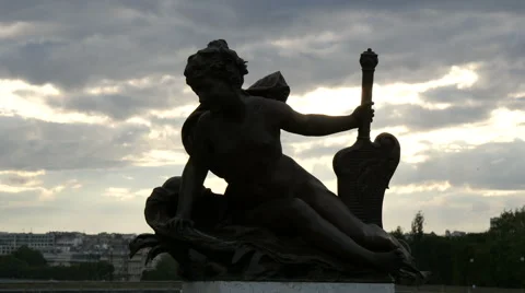 Statue seen in the afternoon, Paris Stock Footage 59967975