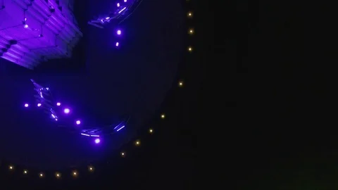 Statue shot by drone at night Stock Footage 120012571