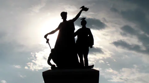 Statue silhouette Stock Footage 25042435