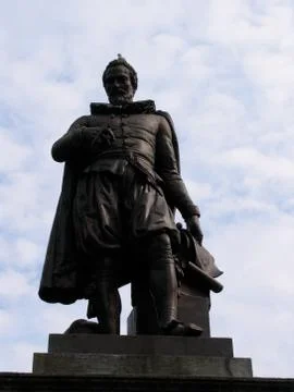Statue of Simon Stevin in Bruges Stock Photos
