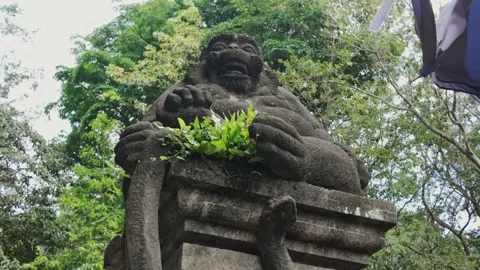 Statue of sitting monkey at Monkey Forest. Ubud, Bali, Indonesia. Stock Footage 271564403