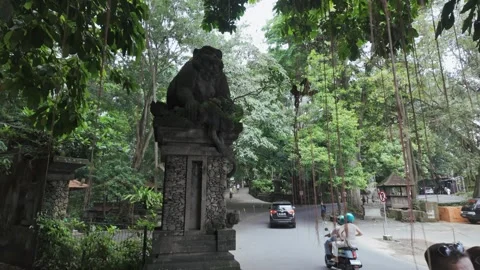 Statue of sitting monkey at Monkey Forest. Ubud, Bali, Indonesia. 15 March 2024 Stock Footage 271565806
