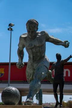 A statue of soccer player Stock Photos