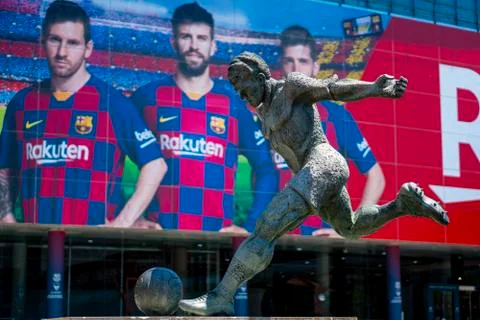 A statue of soccer player Stock Photos