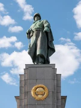 Statue of A Soviet Soldier At Soviet War Memorial in Berlin-Tiergarten In Summer 写真素材