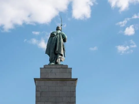 Statue of A Soviet Soldier At Soviet War Memorial in Berlin-Tiergarten In Summer 写真素材