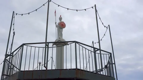 Statue with a spear against the sky Video stock 143806041