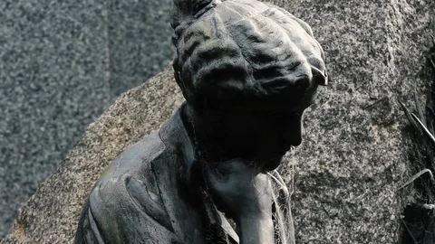 Statue with spiderweb Stock Footage 125408926