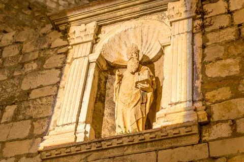 Statue of St. Blasisu at the Ploce Gate, Dubrovnik, Croatia Stock Photos