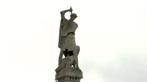 Statue of St. George slaying the dragon near Westminster Abbey, London Stock Footage 22152722